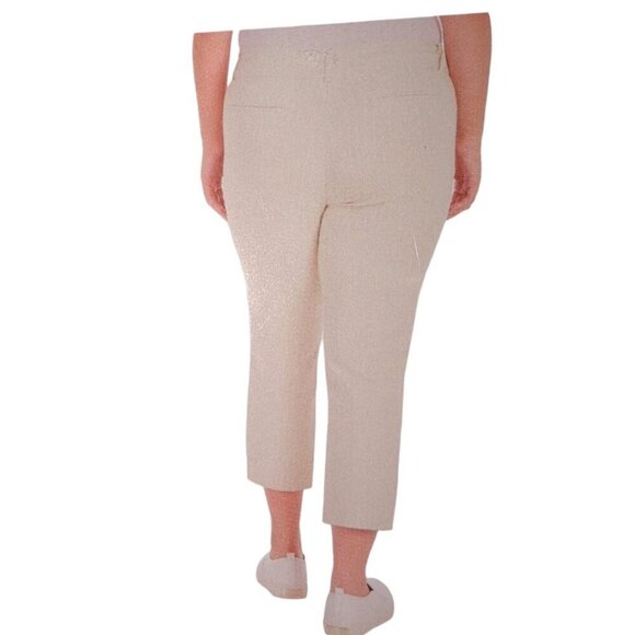 NEW Hilary Radley Pull-On Capris | Beige Stripes - Picture 2 of 5